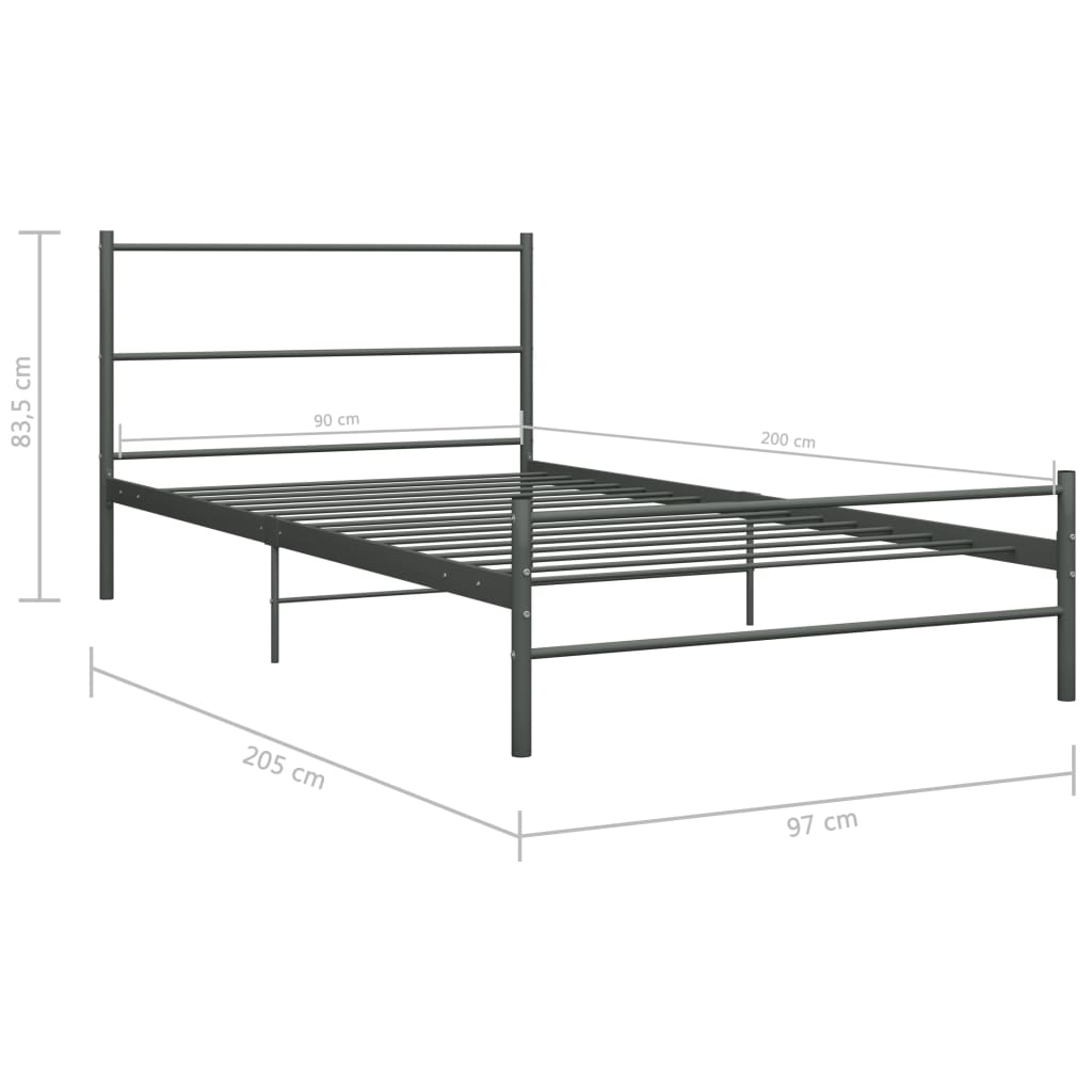 Okvir za krevet sivi metalni 90 x 200 cm