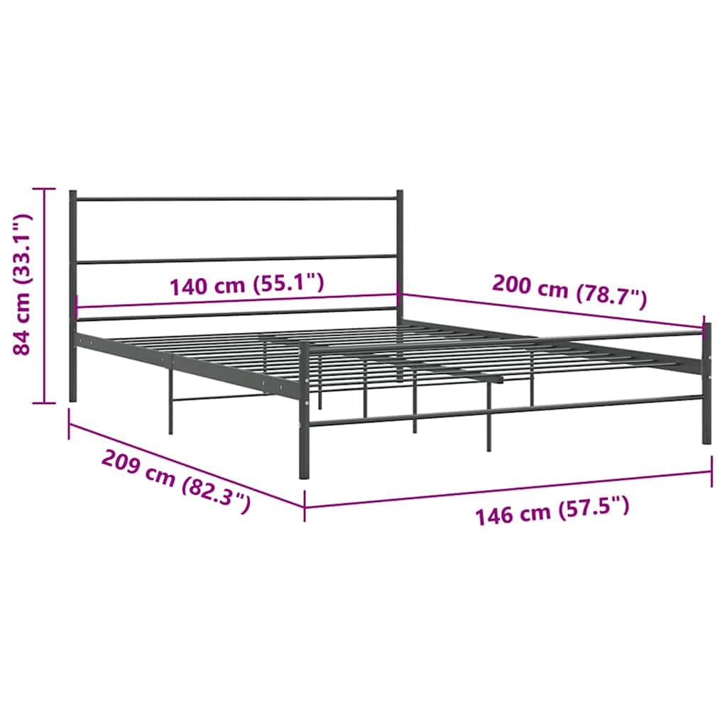 Okvir za krevet bez madraca sivi metalni 140 x 200 cm