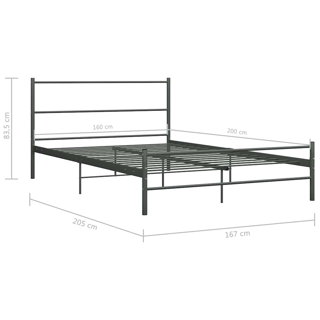 Okvir za krevet sivi metalni 160 x 200 cm