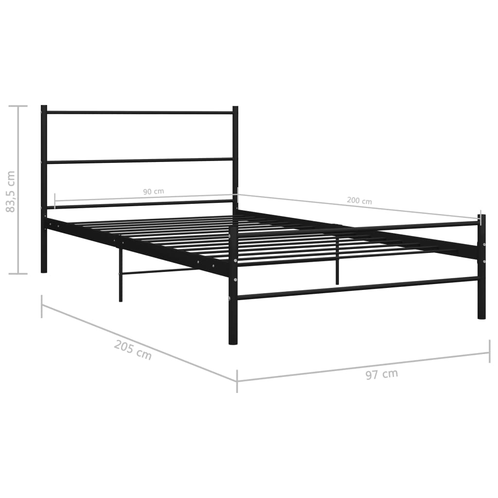 Okvir za krevet crni metalni 90 x 200 cm
