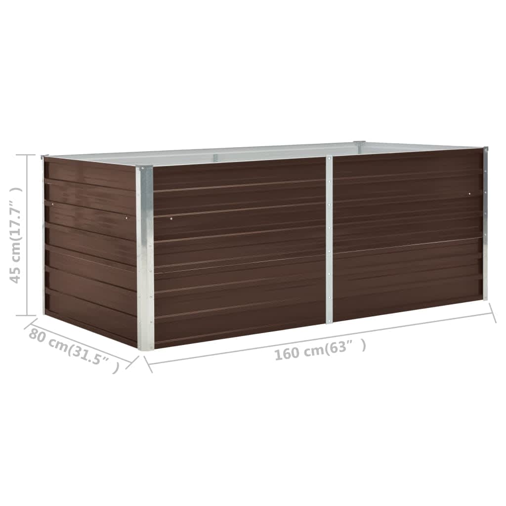 Povišena vrtna gredica 160 x 80 x 45 cm pocinčani čelik smeđa