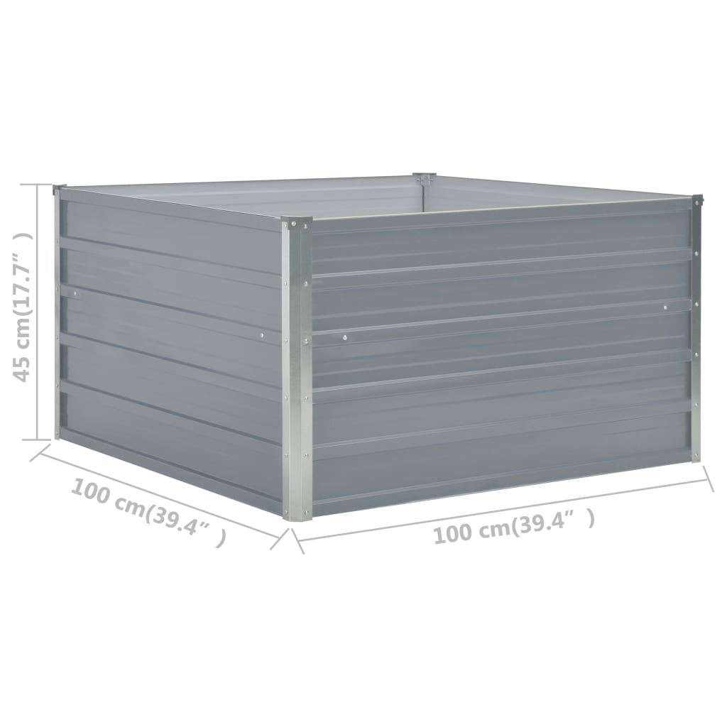 Povišena vrtna gredica 100 x 100 x 45 cm pocinčani čelik siva