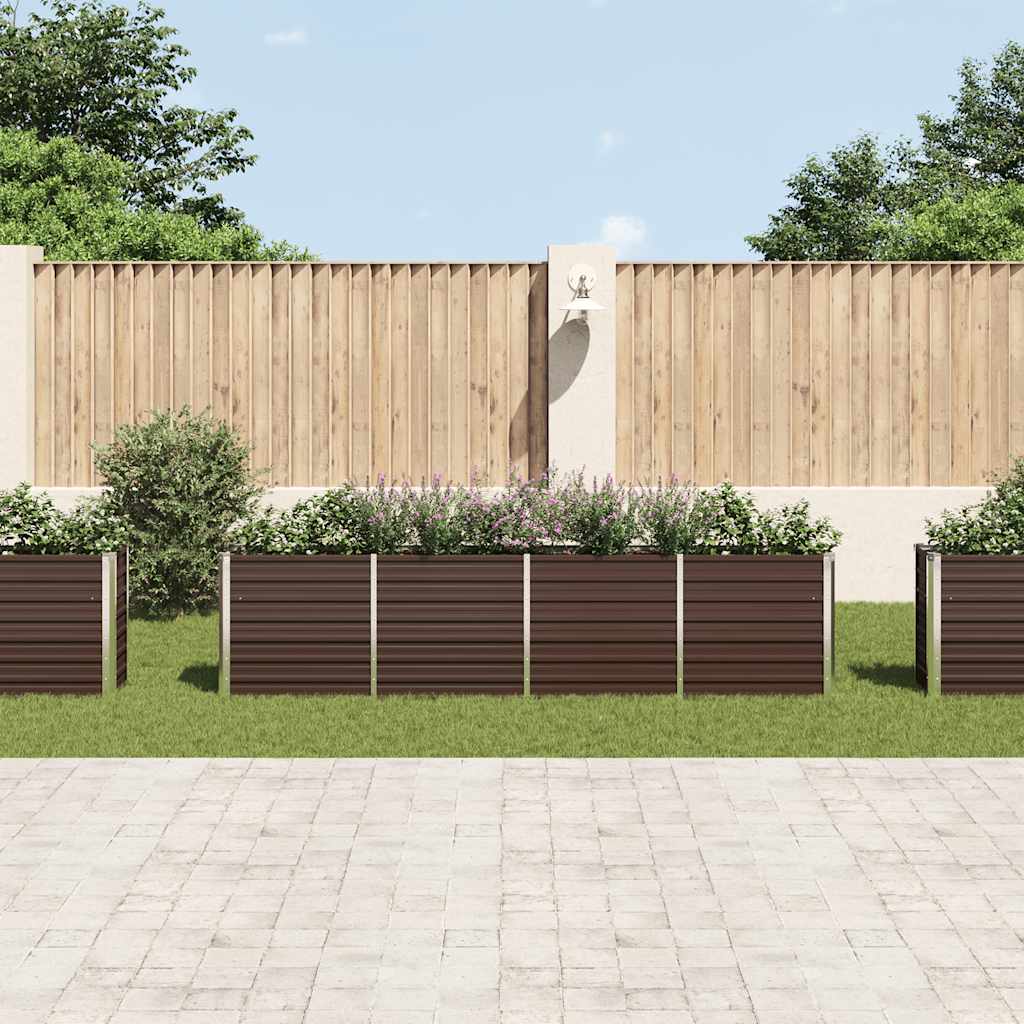 Povišena vrtna gredica 320 x 40 x 77 cm pocinčani čelik smeđa