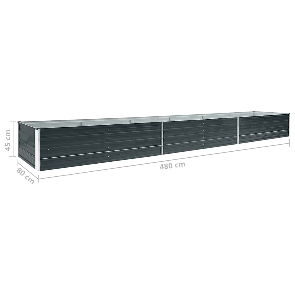 Povišena vrtna gredica pocinčani čelik 480x80x45 cm antracit