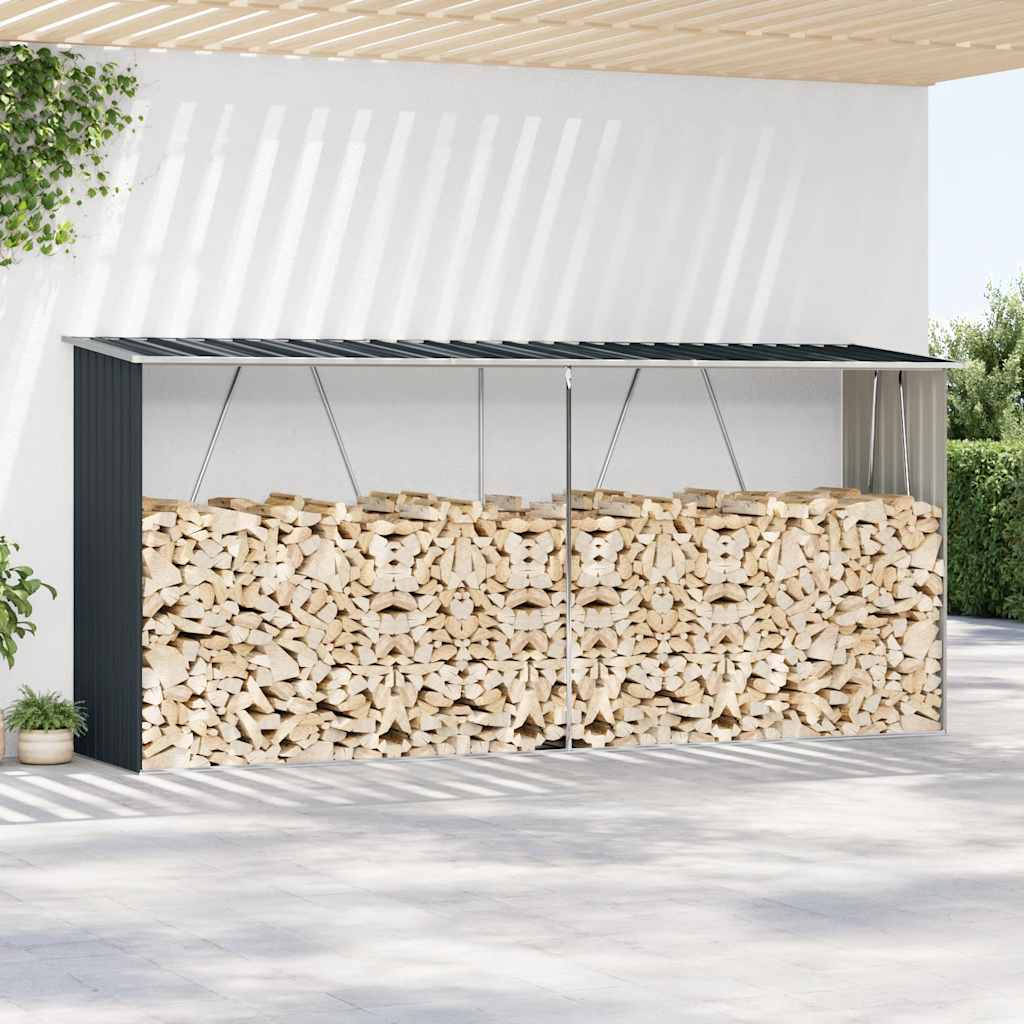 Vrtna ostava za drva pocinčani čelik 330 x 84 x 152 cm antracit