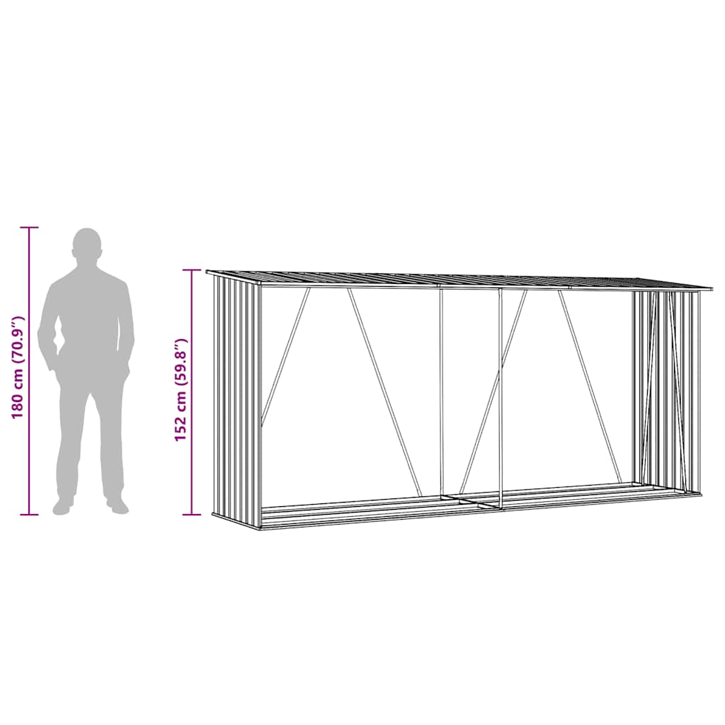 Vrtna ostava za drva pocinčani čelik 330 x 84 x 152 cm antracit