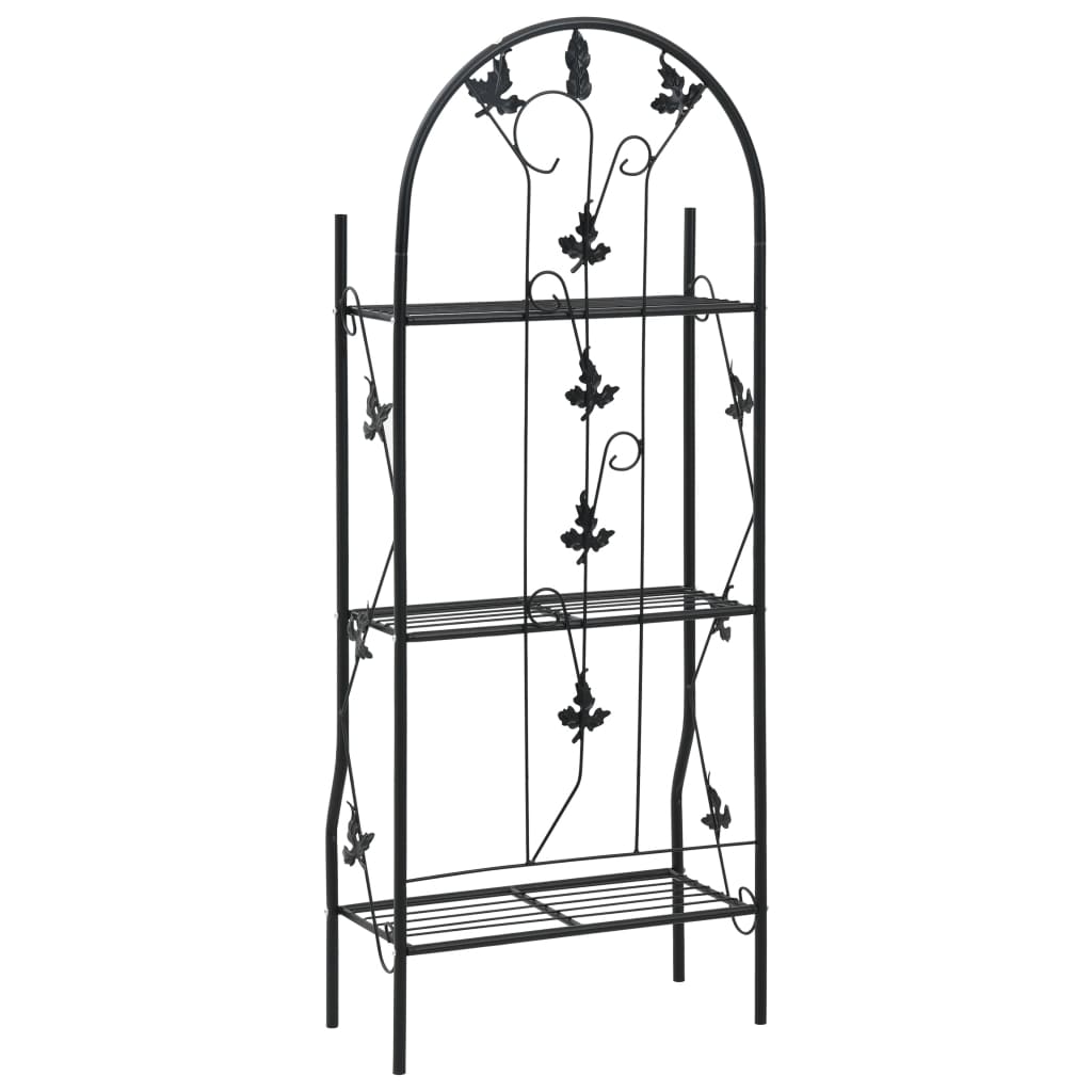 Stalak za biljke s 3 razine crni 52 x 28 x 128 cm željezni