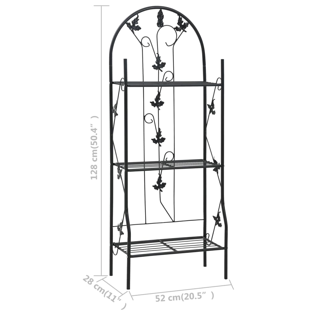 Stalak za biljke s 3 razine crni 52 x 28 x 128 cm željezni