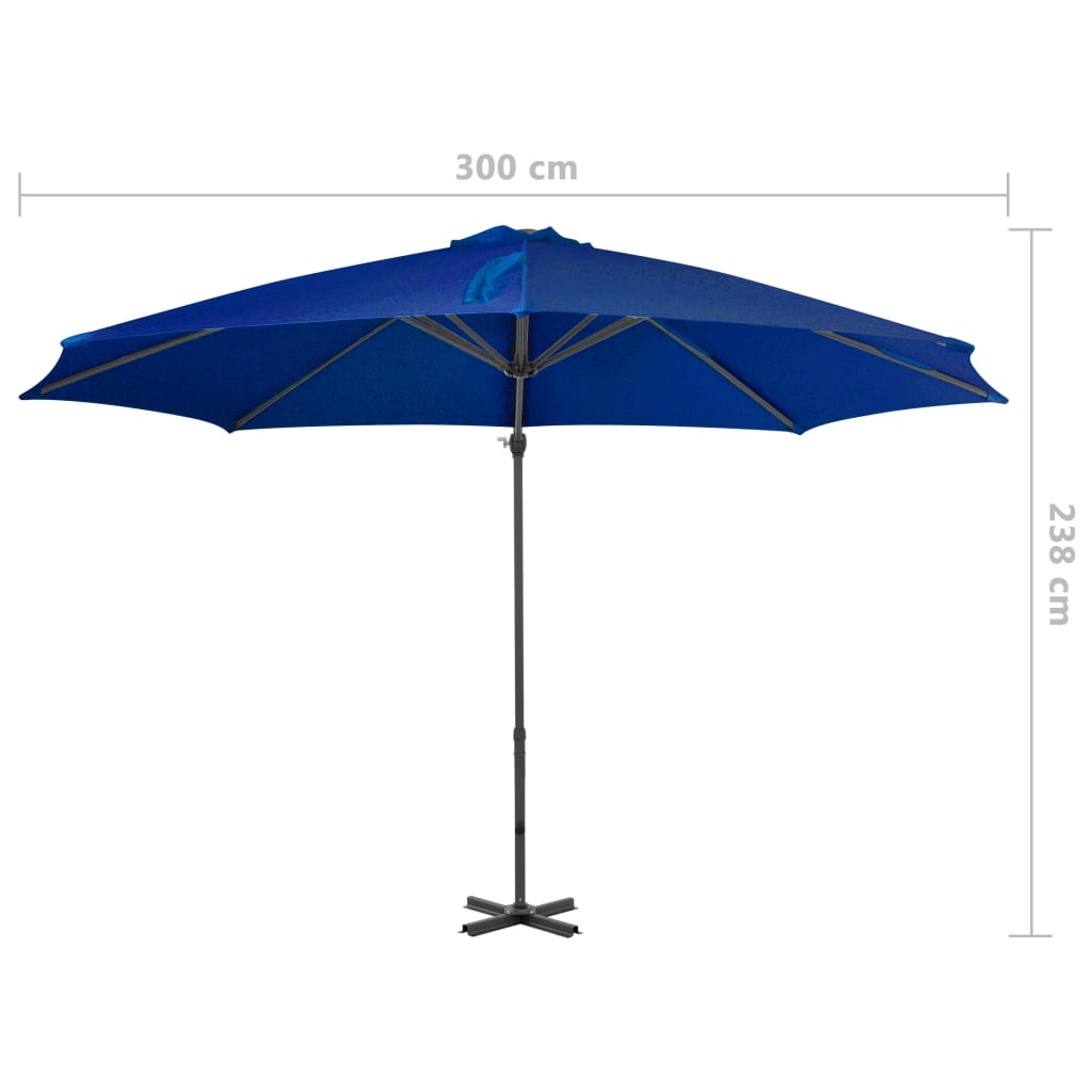 Konzolni vrtni suncobran s aluminijskim stupom 300 cm azurni