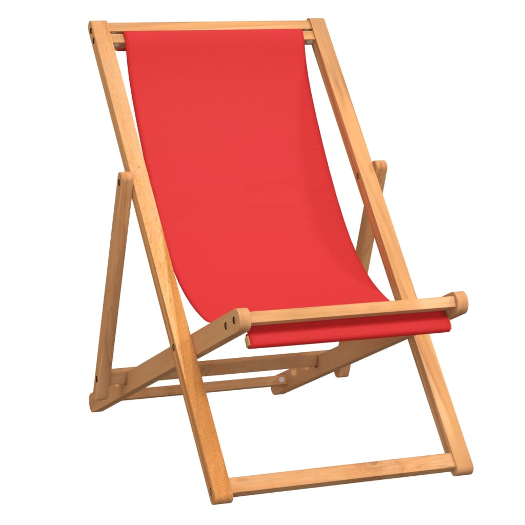 Sklopiva stolica za plažu od masivne tikovine crvena