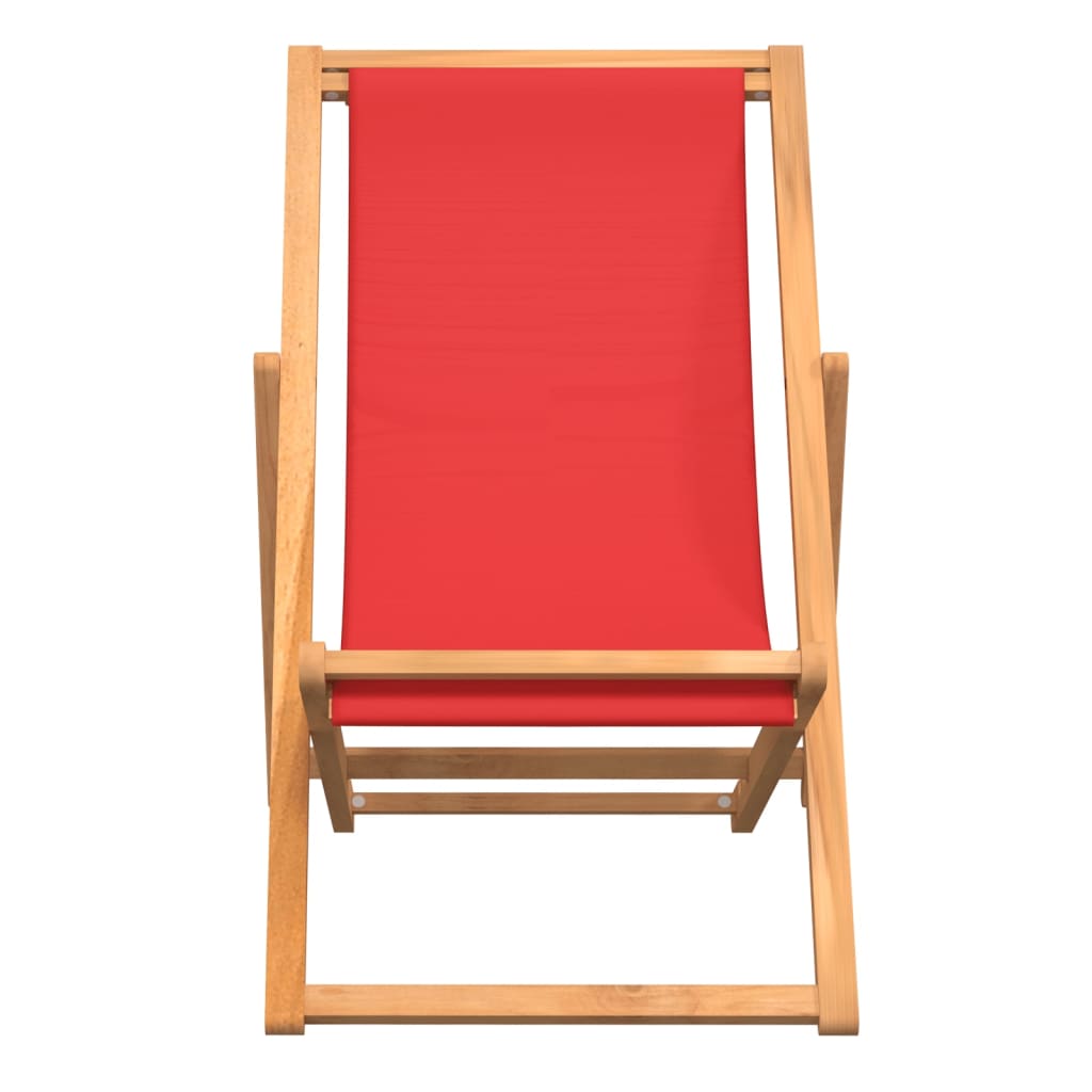 Sklopiva stolica za plažu od masivne tikovine crvena