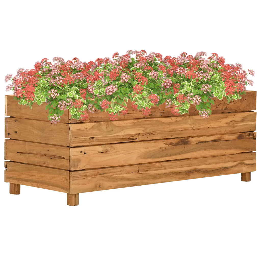 Povišena gredica 100 x 40 x 38 cm reciklirana tikovina i čelik