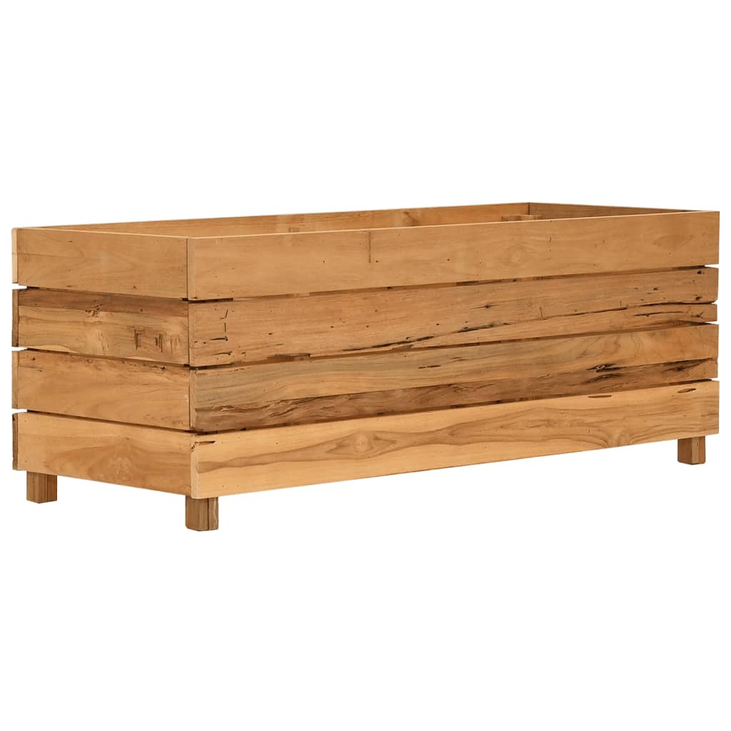 Povišena gredica 100 x 40 x 38 cm reciklirana tikovina i čelik