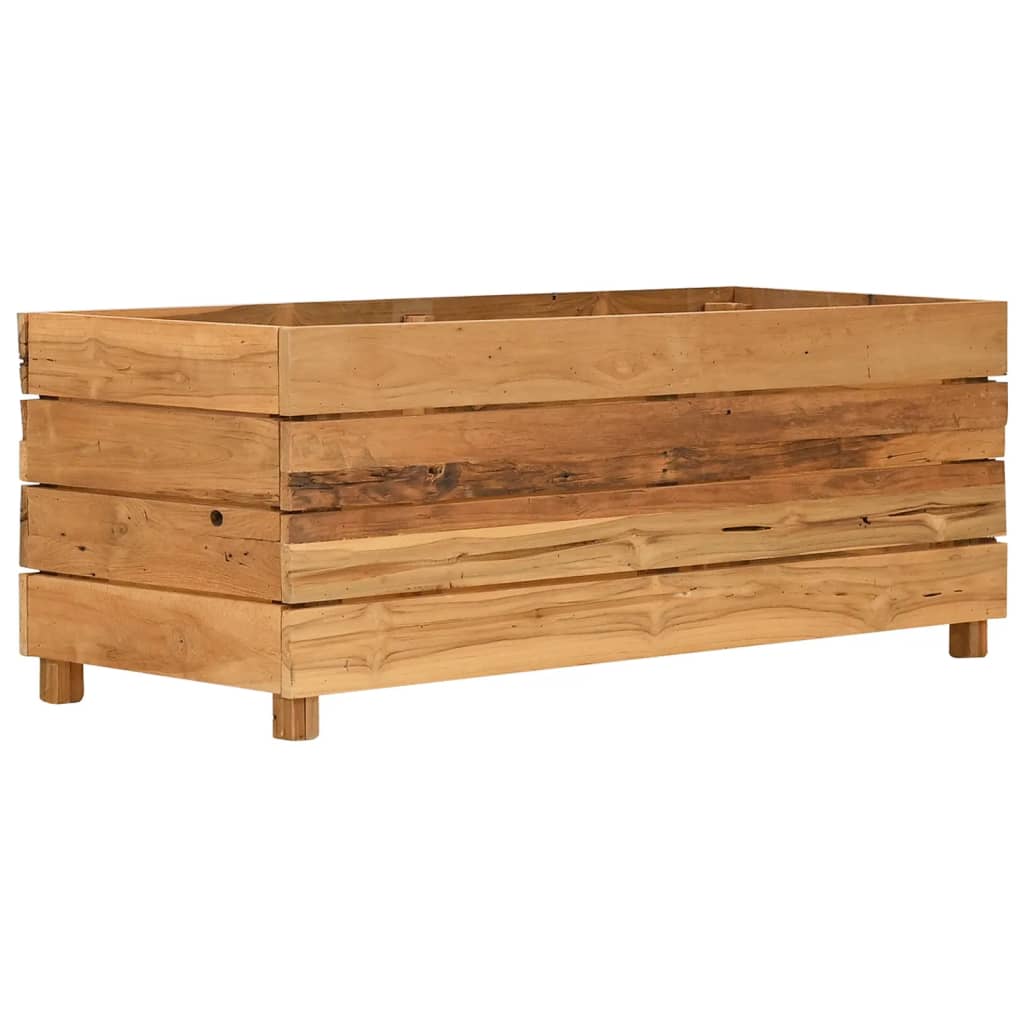 Povišena gredica 100 x 40 x 38 cm reciklirana tikovina i čelik