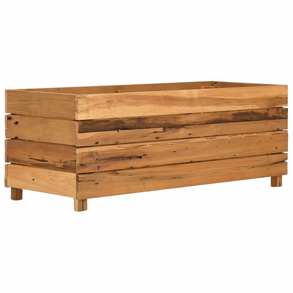 Povišena gredica 100 x 40 x 38 cm reciklirana tikovina i čelik