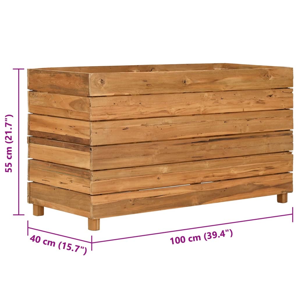 Povišena gredica 100 x 40 x 55 cm reciklirana tikovina i čelik