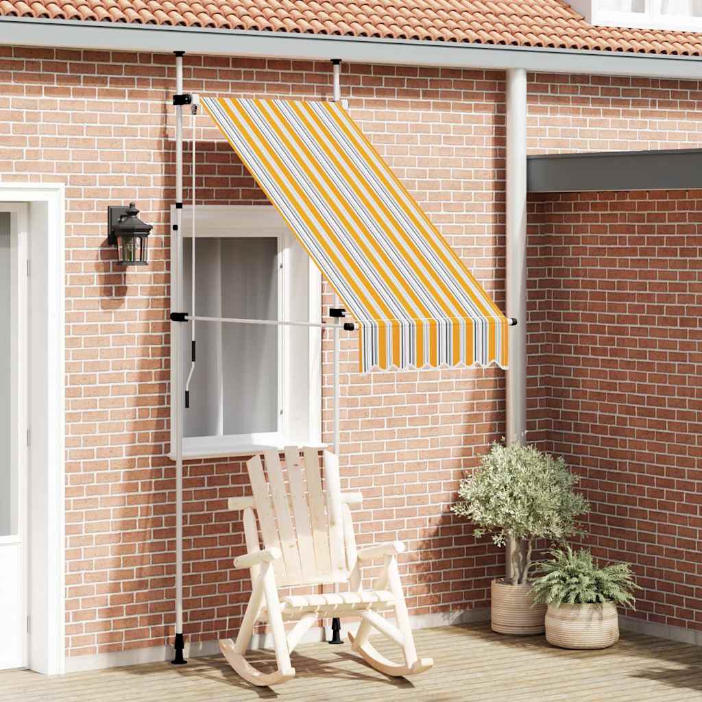 Tenda na ručno uvlačenje 100 cm žuto-plava prugasta