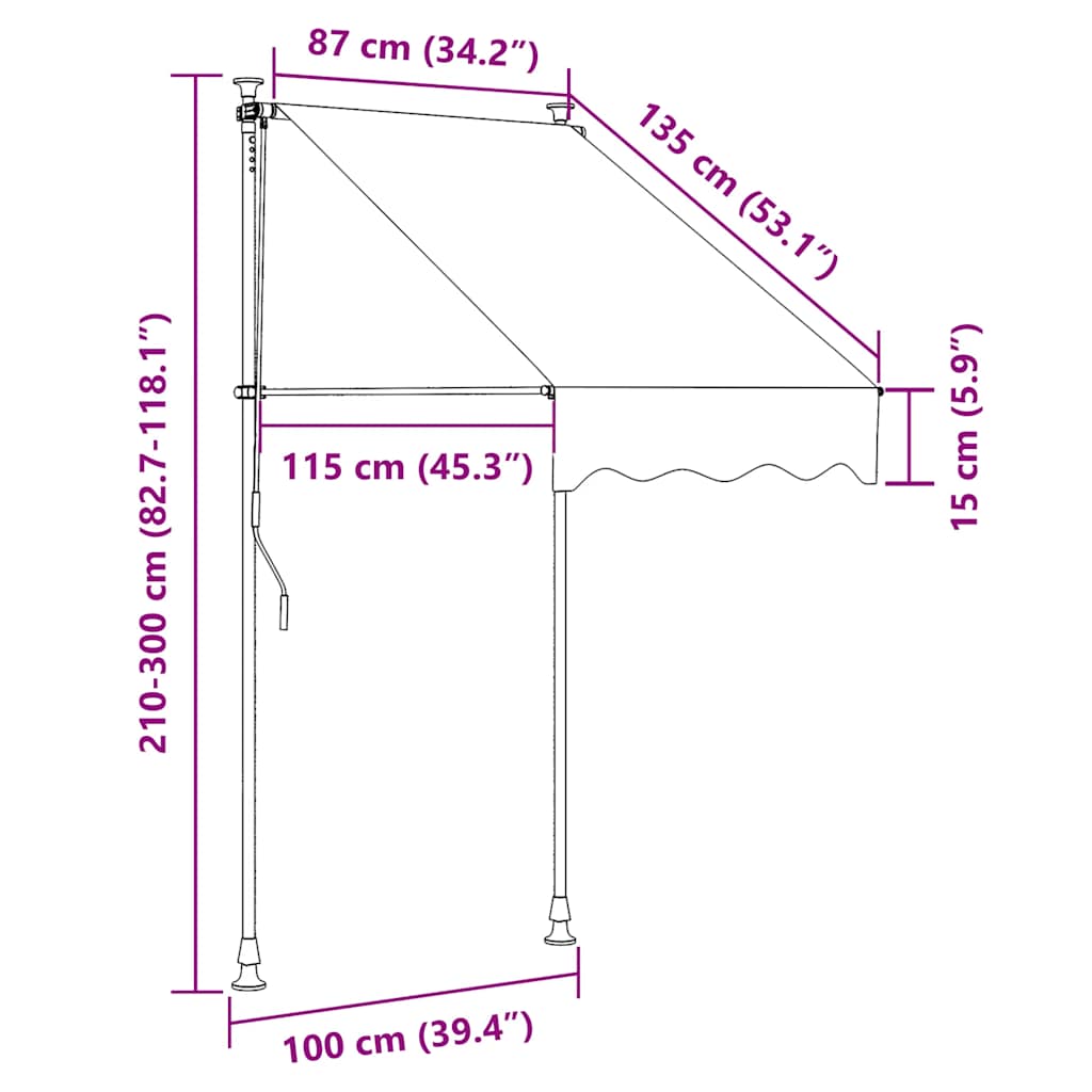 Tenda na ručno uvlačenje 100 cm krem