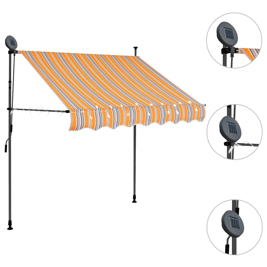Tenda na ručno uvlačenje s LED svjetlima 150 cm žuto-plava