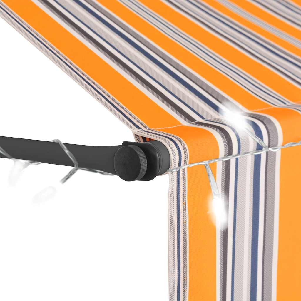 Tenda na ručno uvlačenje s LED svjetlima 150 cm žuto-plava