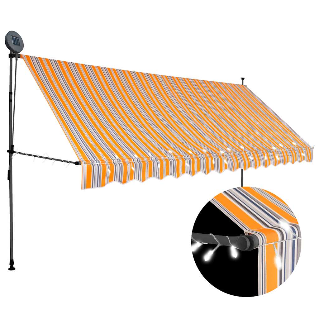 Tenda na ručno uvlačenje s LED svjetlima 350 cm žuto-plava