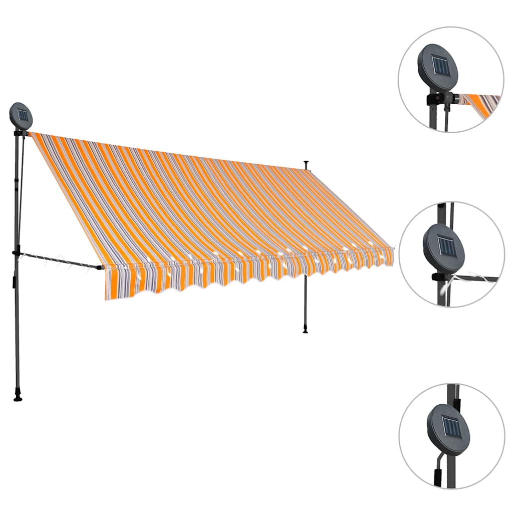 Tenda na ručno uvlačenje s LED svjetlima 350 cm žuto-plava