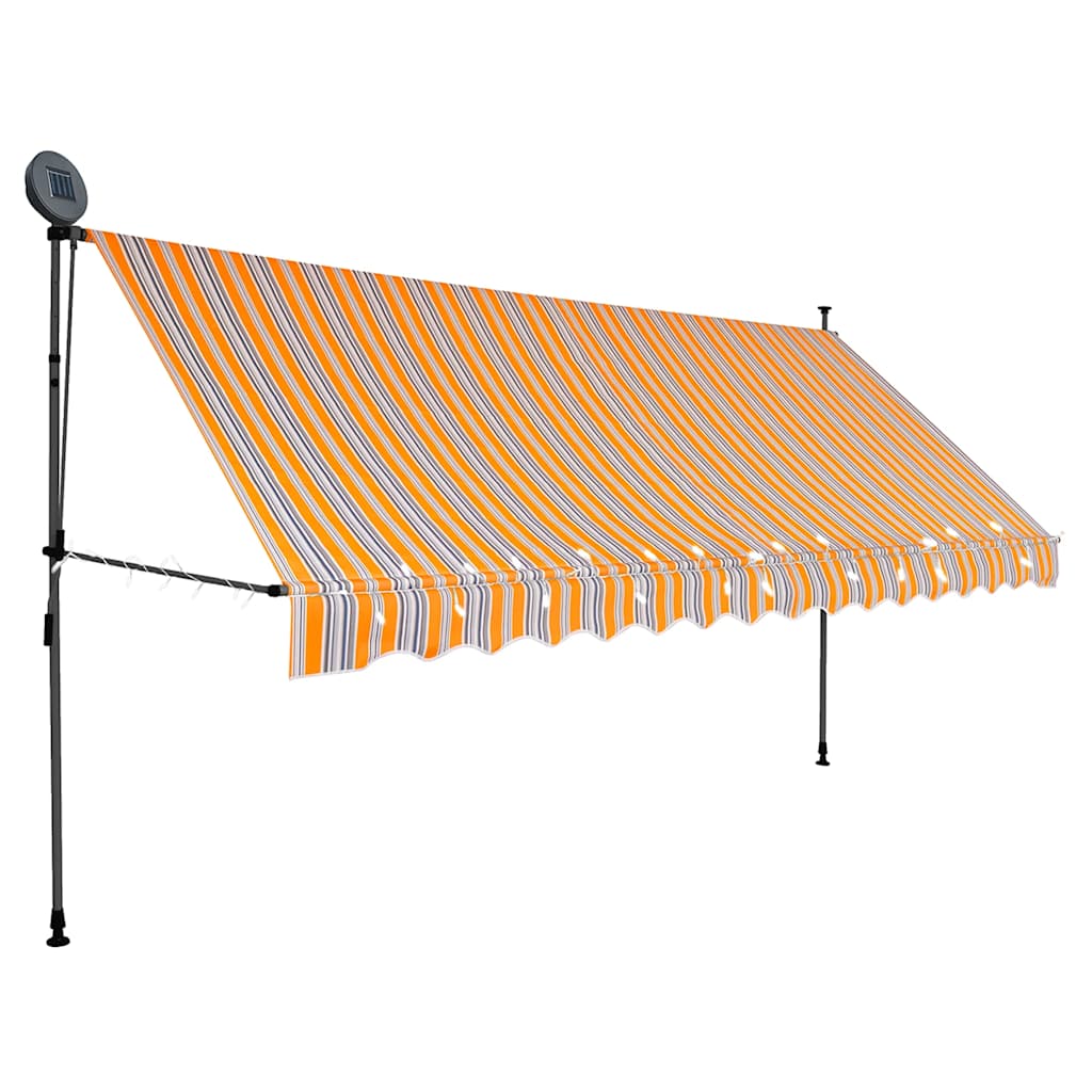 Tenda na ručno uvlačenje s LED svjetlima 400 cm žuto-plava