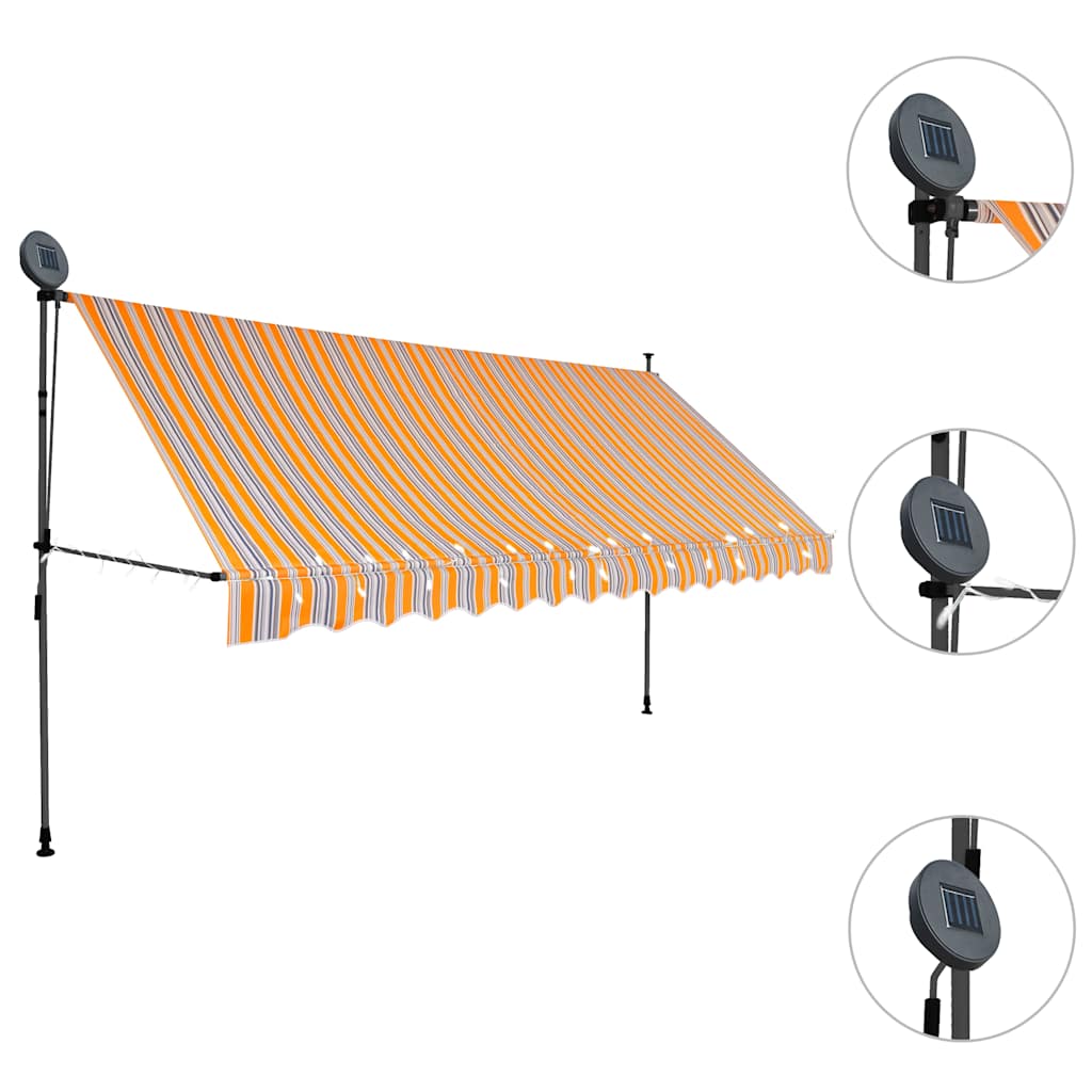 Tenda na ručno uvlačenje s LED svjetlima 400 cm žuto-plava