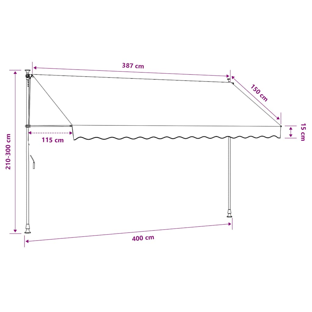 Tenda na ručno uvlačenje s LED svjetlima 400 cm žuto-plava