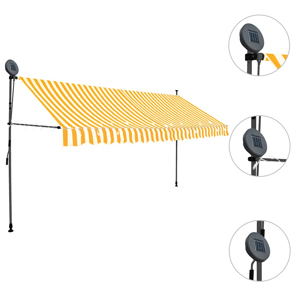 Tenda na ručno uvlačenje LED 350 cm bijelo-narančasta