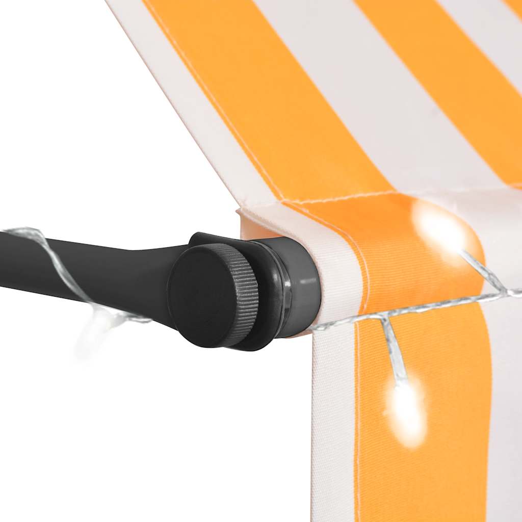Tenda na ručno uvlačenje LED 350 cm bijelo-narančasta