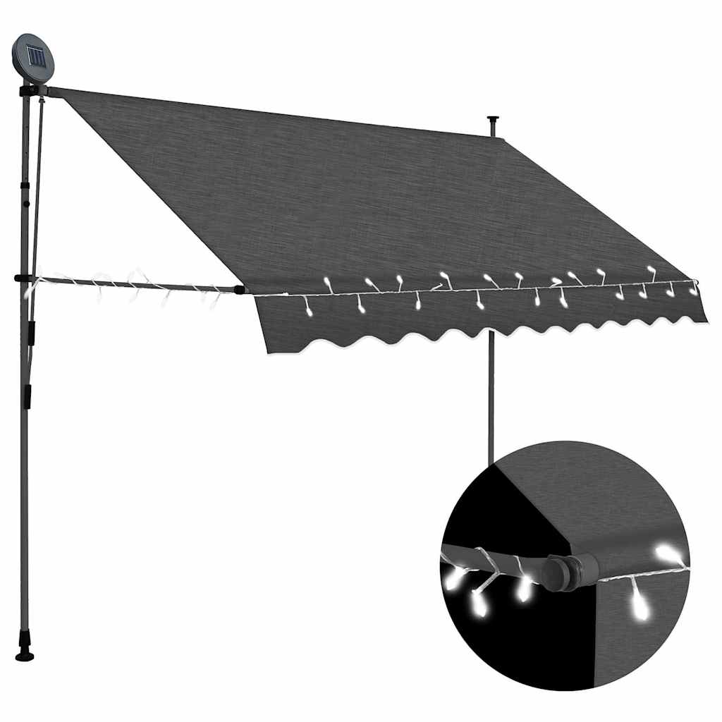 Tenda na ručno uvlačenje s LED svjetlima 250 cm antracit