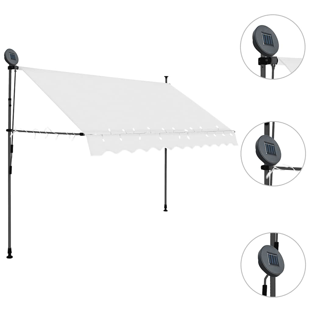 Tenda na ručno uvlačenje s LED svjetlima 250 cm krem