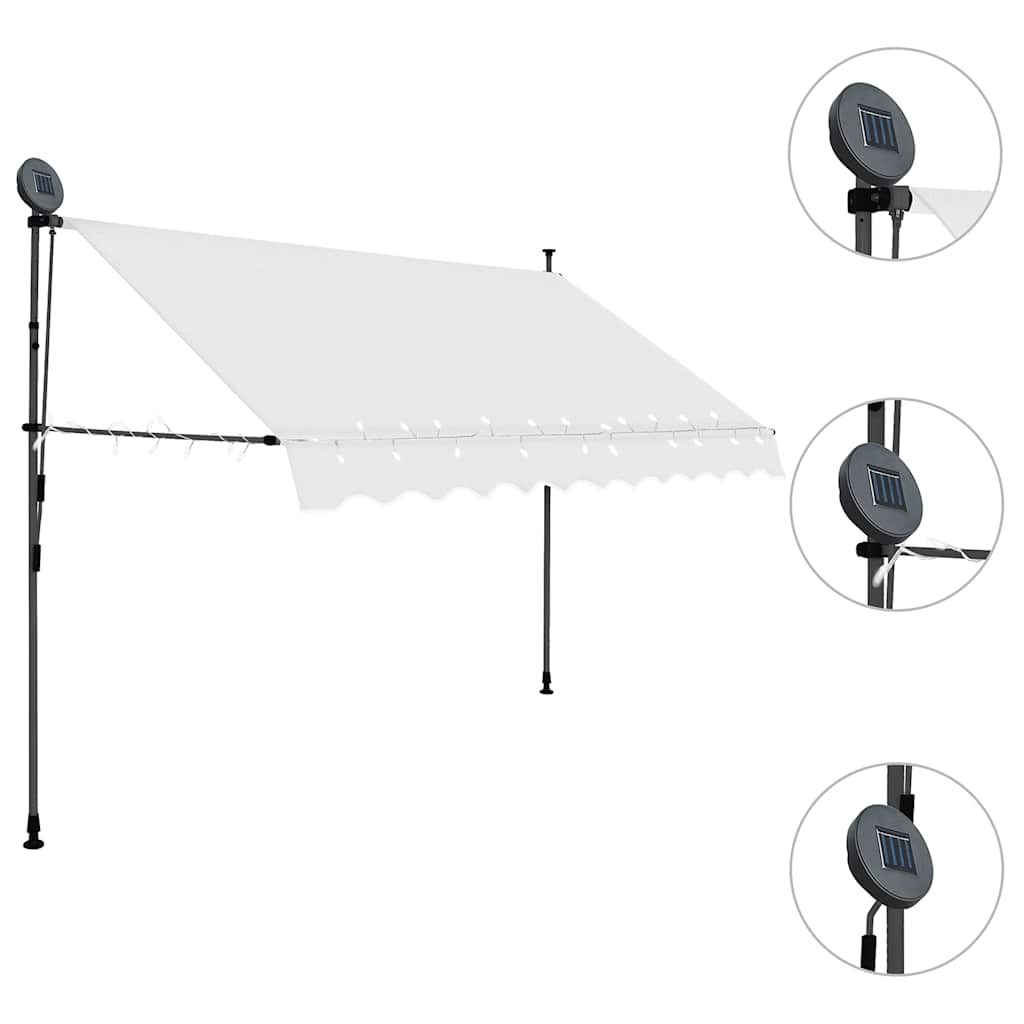 Tenda na ručno uvlačenje s LED svjetlima 300 cm krem