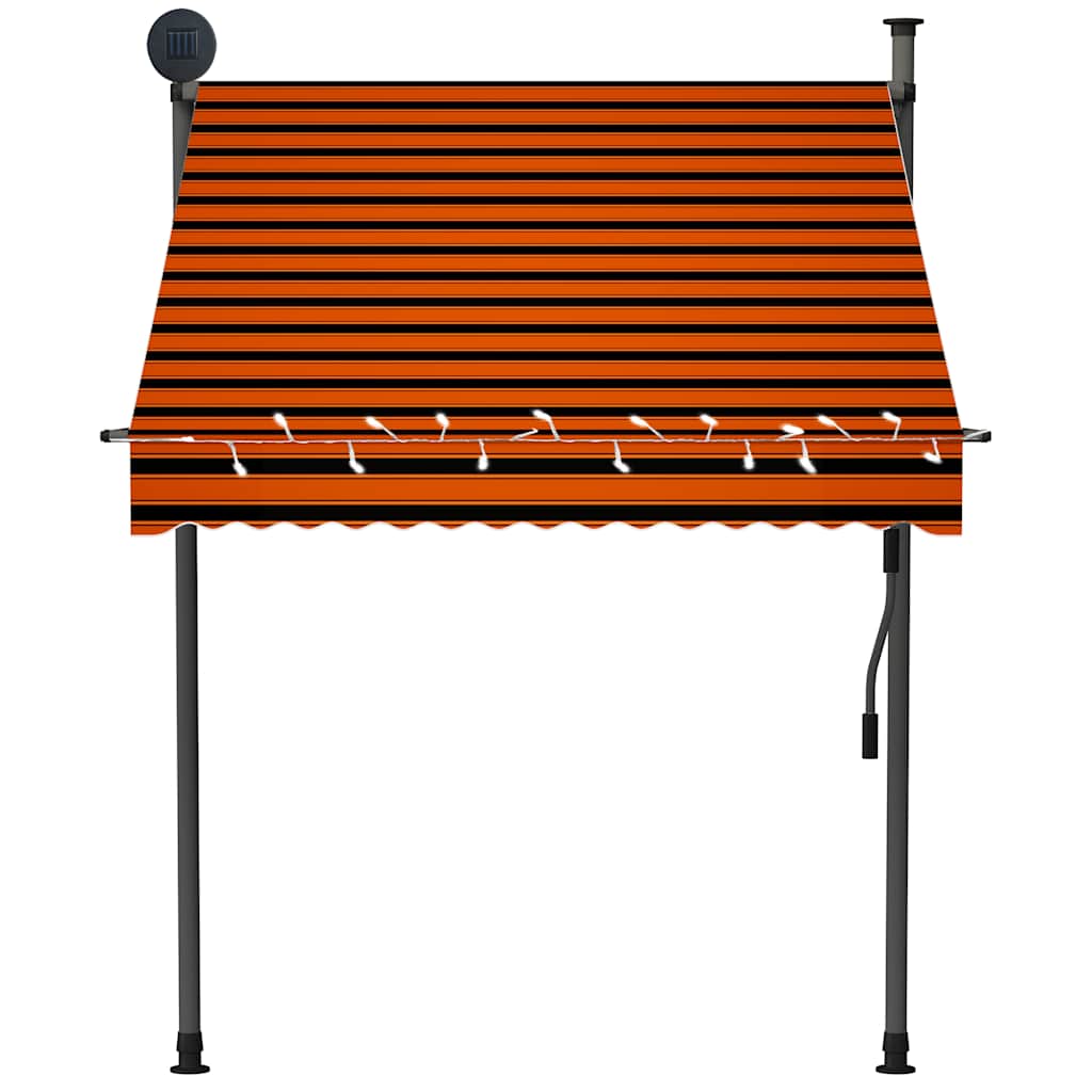 Tenda na ručno uvlačenje s LED svjetlom 150 cm narančasto-smeđa