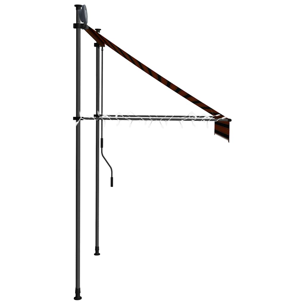 Tenda na ručno uvlačenje s LED svjetlom 150 cm narančasto-smeđa