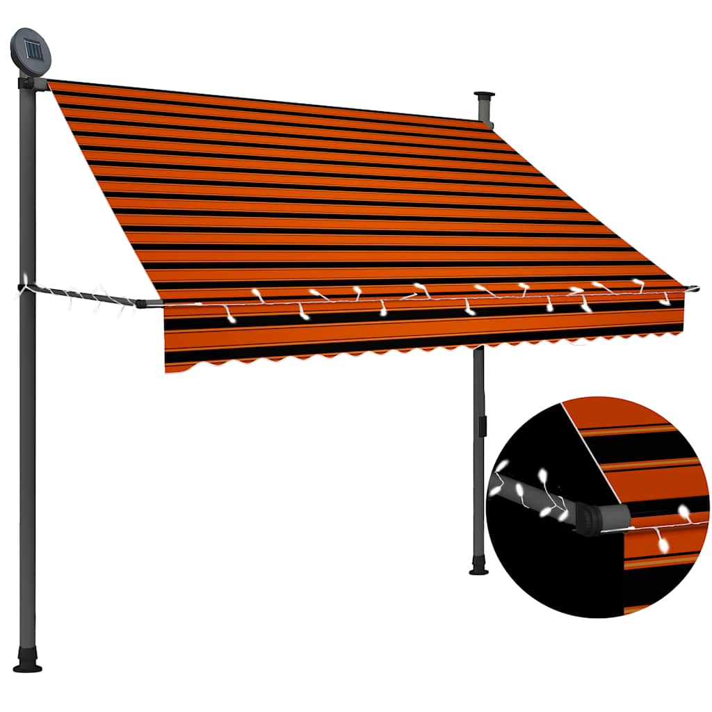 Tenda na ručno uvlačenje s LED svjetlom 200 cm narančasto-smeđa