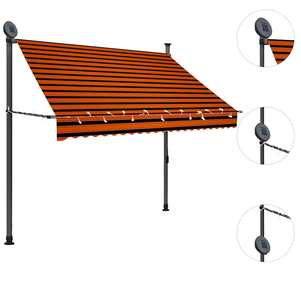 Tenda na ručno uvlačenje s LED svjetlom 200 cm narančasto-smeđa
