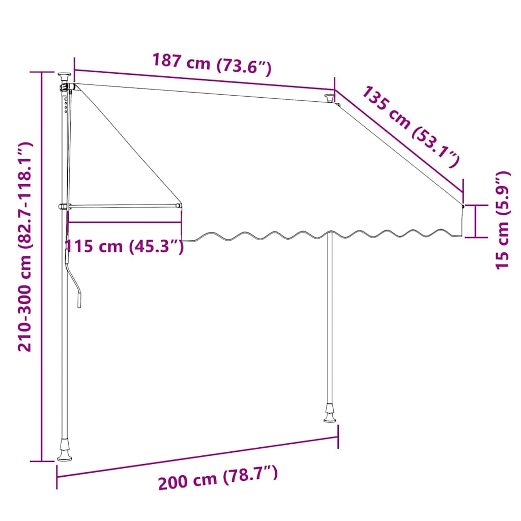 Tenda na ručno uvlačenje s LED svjetlom 200 cm narančasto-smeđa