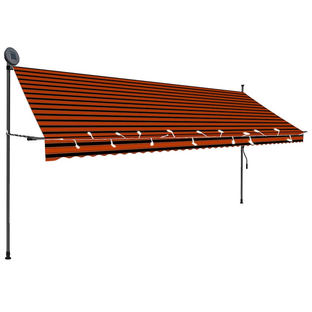 Tenda na ručno uvlačenje s LED svjetlom 400 cm narančasto-smeđa