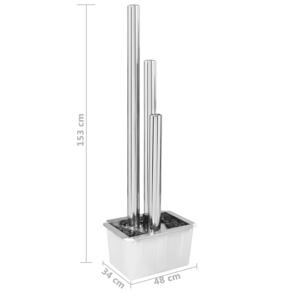 Vrtna fontana srebrna 48 x 34 x 153 cm od nehrđajućeg čelika