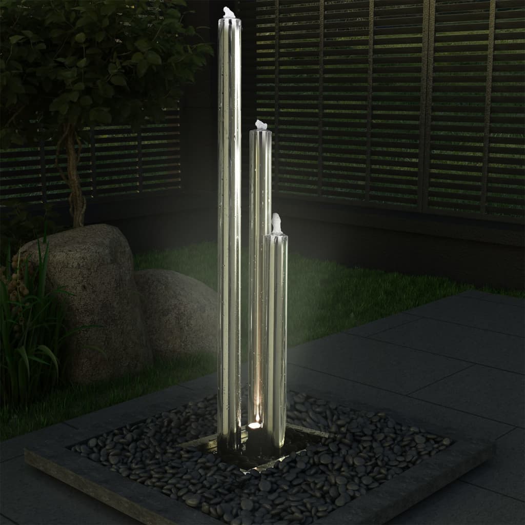 Vrtna fontana srebrna 48 x 34 x 153 cm od nehrđajućeg čelika