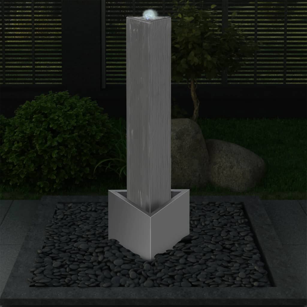 Vrtna fontana srebrna 37,7x32,6x110 cm od nehrđajućeg čelika