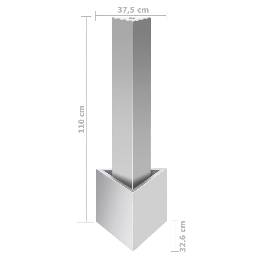 Vrtna fontana srebrna 37,7x32,6x110 cm od nehrđajućeg čelika