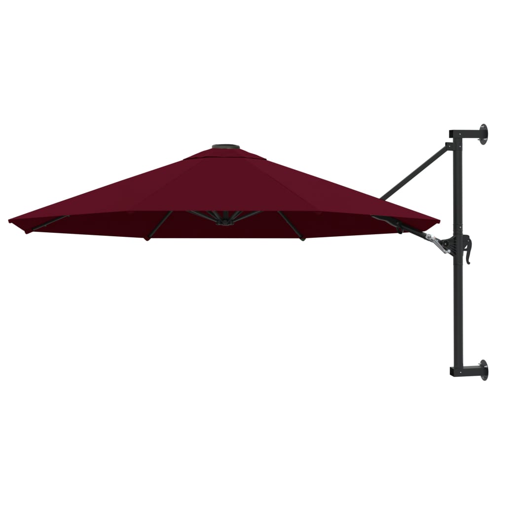 Zidni suncobran s metalnom šipkom 300 cm bordo