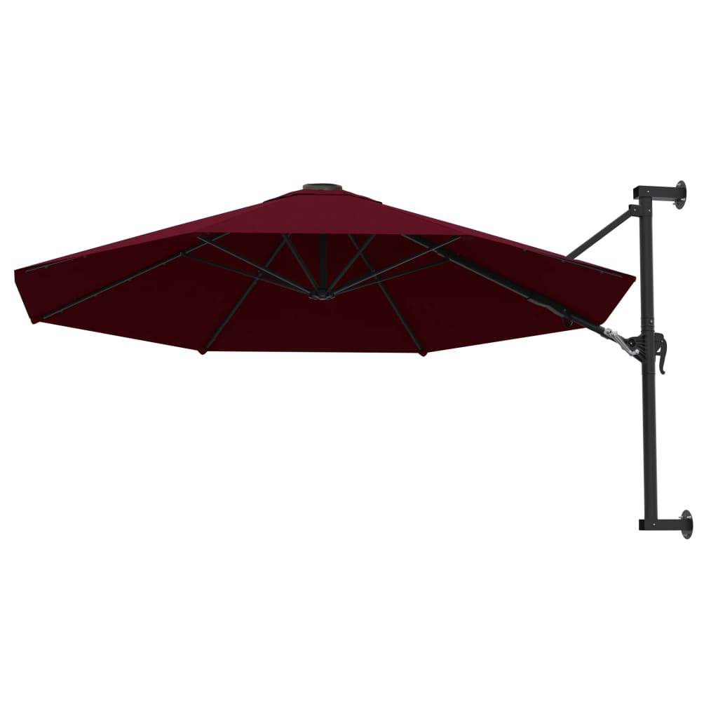 Zidni suncobran s metalnom šipkom 300 cm bordo