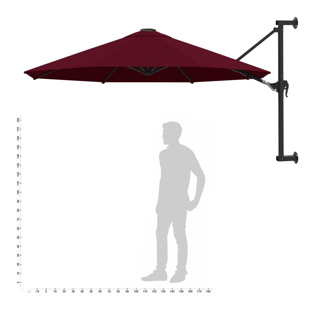 Zidni suncobran s metalnom šipkom 300 cm bordo