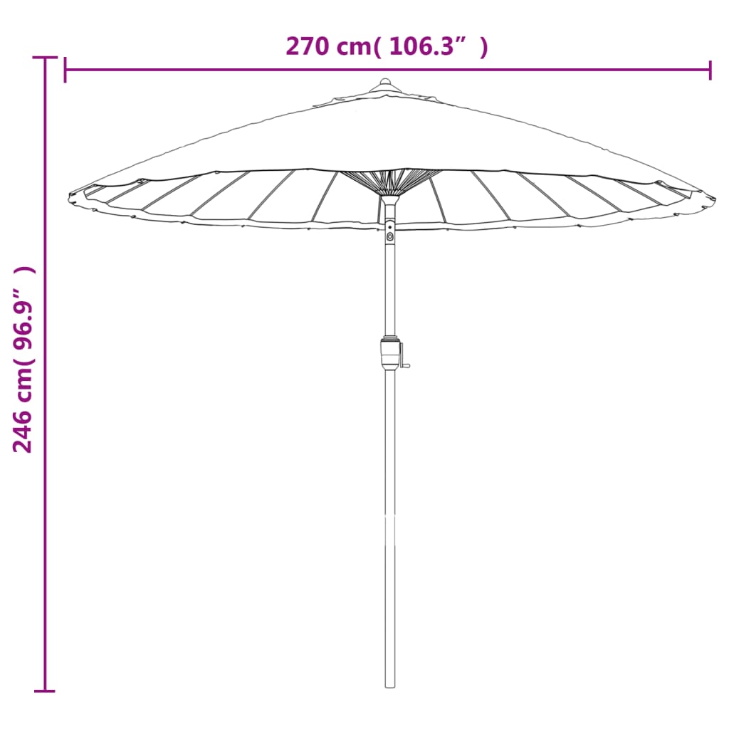 Vanjski suncobran s aluminijskim stupom 270 cm smeđesivi