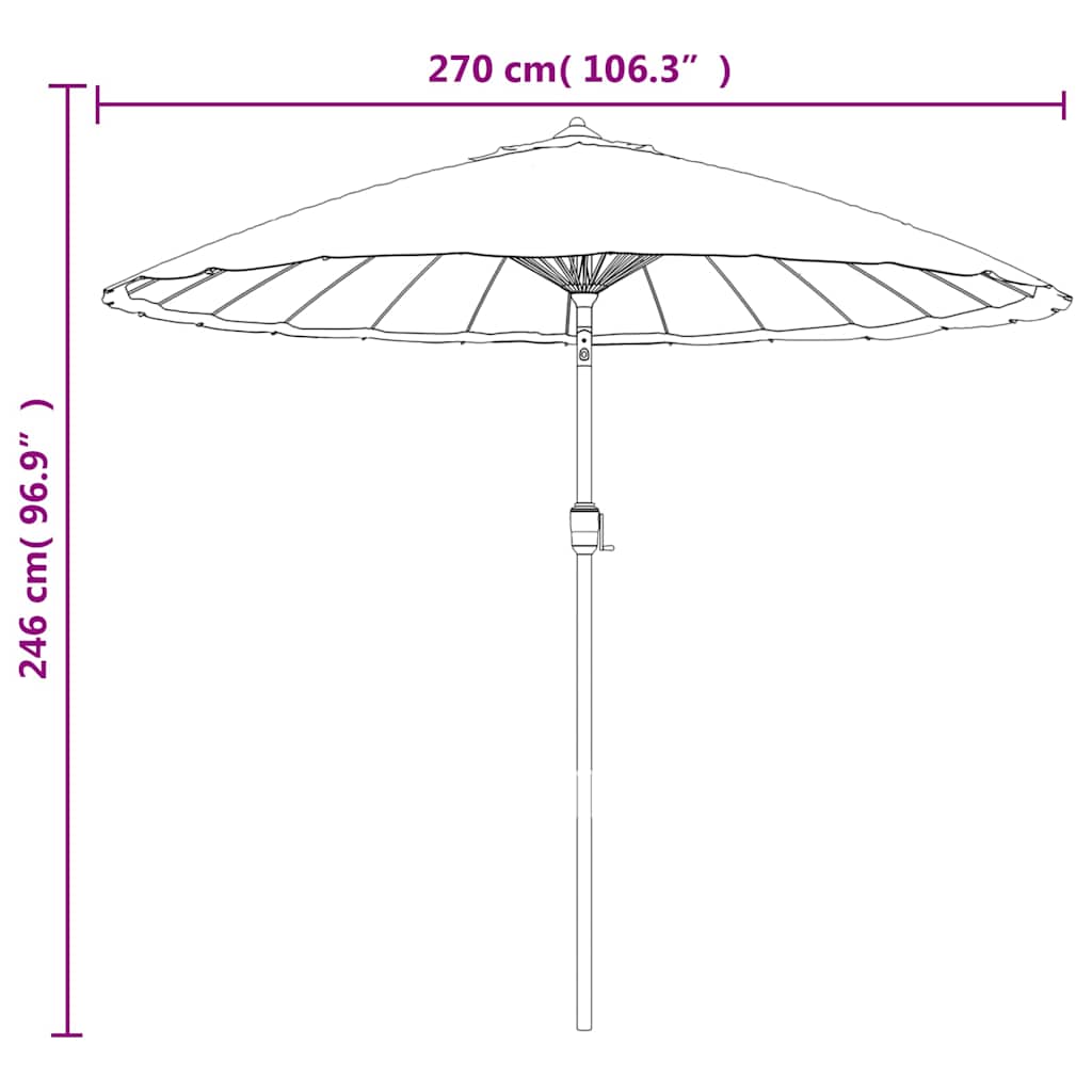 Vanjski suncobran s aluminijskim stupom 270 cm crni