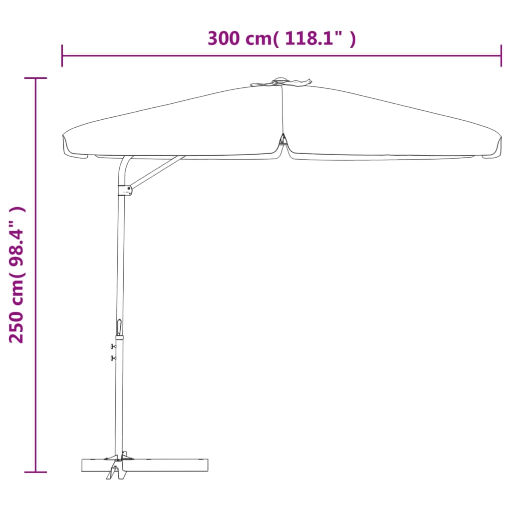 Vrtni suncobran s čeličnim stupom 300 cm crni